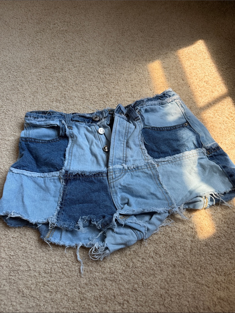 wild fable Patchwork Denim Shorts - Light Blue & Dark Blue